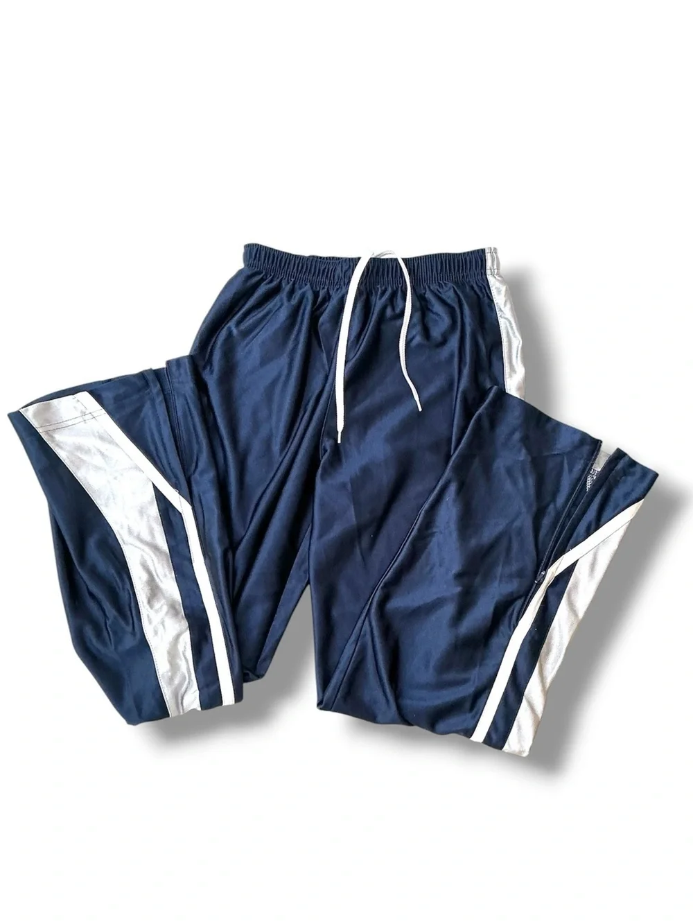 Nike Track Pants Drawstring Elasticized Waist Zip Leg Hem Navy Blue Youth Large